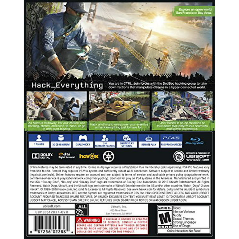 Geografi program Gendanne Watch Dogs 2 - PlayStation 4 - Walmart.com