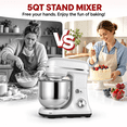 thumbnail image 3 of UHOMEPRO 3-in-1 Stand Mixer, 5QT Tilt-Head 10-Speed Electric Stand Mixer, Stainless Steel Bowl, Dough Hook, Flat Beater and Wire Whisk for Baking, Silver, 3 of 9