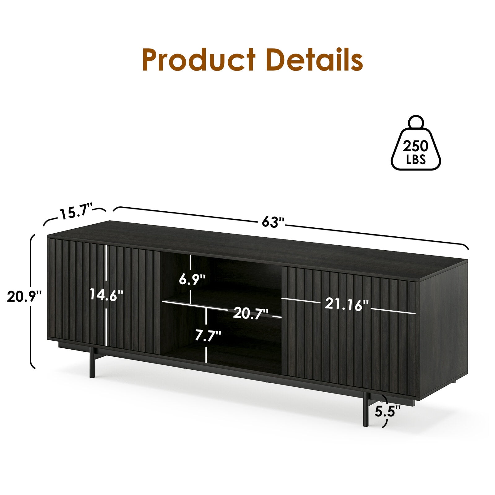 TV Stands With Storage Mid Century Modern TV Stand for TVs Up to 75", Farmhouse Fluted TV Stand, Retro Wood TV Stand with Storage and Shelf, Entertainment Center with Pop-Up Doors for Living Room, B
