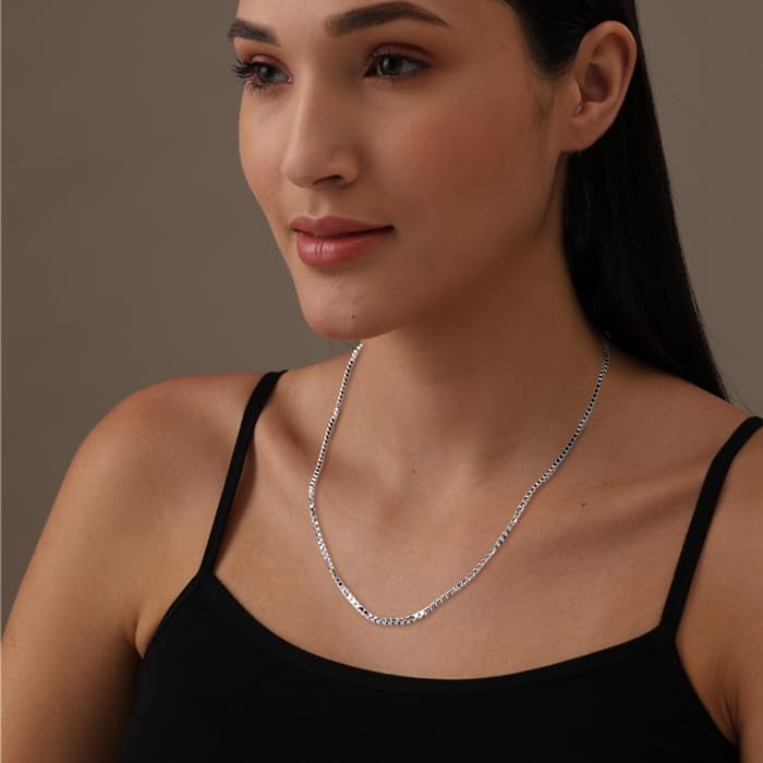 LeCalla 925 Sterling Silver 20" Inch Box Chain Necklace, 2MM Unisex Silver Chain for Men & Women, Gifts-Ready Jewelry