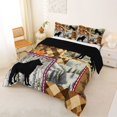 thumbnail image 2 of Manfei Autumn Leaf Plaid Queen Comforter Set,Woodland Wolf Comforter Sets Queen,Orange,Black Reversible,3-Piece,1 Comforter and 2 Pillowcases, 2 of 7