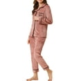 thumbnail image 4 of Allegra K Women's Pajama Sets Sleepwear Button Down Soft Female Night Suit Pj Lounge Sets, 4 of 6