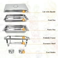 thumbnail image 4 of 8 QT 5 Pack Full Size Stainless Steel Chafing Dish Buffet Sets, Silver Rectangular Catering Chafer Warmer Set with Foldable Frame for Kitchen Party Banquet Dining, 4 of 8