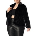 thumbnail image 4 of Agnes Orinda Women Plus Size Coat for Cardigan Jacket Notch Lapel Faux Fur Fluffy Coats 1X Black, 4 of 7