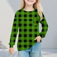 thumbnail image 2 of GigrtiJin 5-14 Years Girl's Tops Plaid Printed Round Neck Long Sleeve Shirt with Pocket Trendy Casual Blouse, 2 of 7