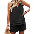 thumbnail image 4 of Women'S 2 Piece Vacation Outfits Sleeveless Tank Top and Matching Shorts Sets Black L, 4 of 8