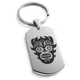 thumbnail image 1 of Stainless Steel Aztec Warrior Mask Rune Engraved Dog Tag Keychain Keyring, 1 of 1