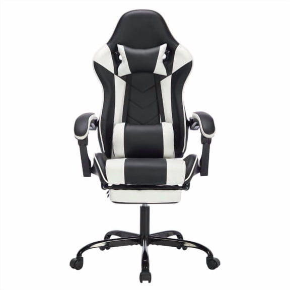 iooHug Ergonomic Gaming Chair with Footrest and Lumbar Support, High Back Computer Chair with Headrest, Breathable Video Game Chair for Adults, Black and White