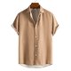 thumbnail image 2 of Camisas s Para Hombre Casual Hombres Solapa Estampado Contraste Color Manga corta Puño Botón Estilo puerto Camisa floral Playa de Top de verano hawaiano (Khaki, M), 2 of 3