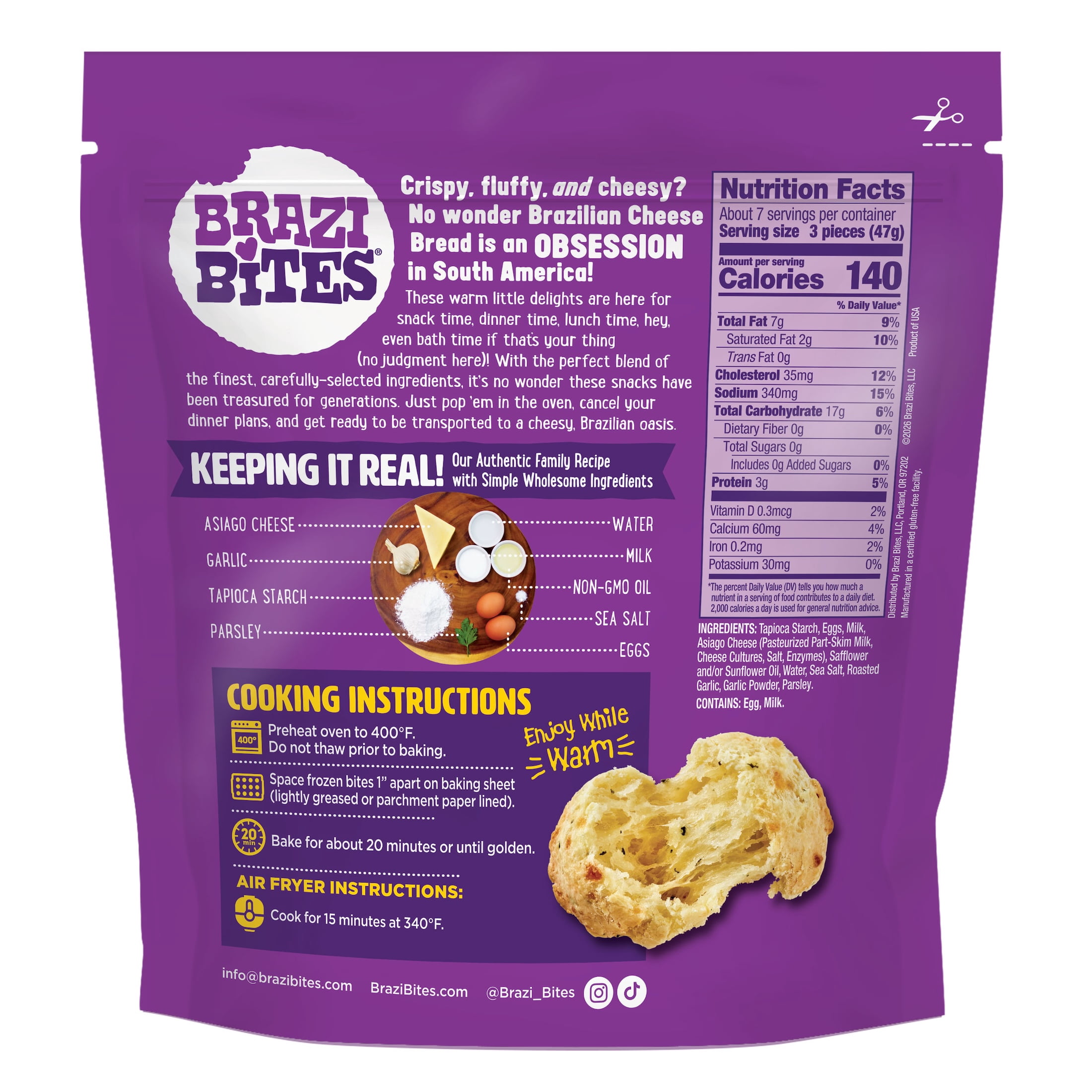 Brazi Bites Gluten-Free Garlic Brazilian Cheese Bread, Frozen, Regular, 11.5 oz (330g)