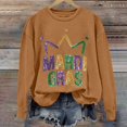 thumbnail image 2 of YOTMKGDO Mardi Gras Outfit for Women, Mardi Women's Letter Printed Round Neck Long Sleeve Top Brown M, 2 of 4