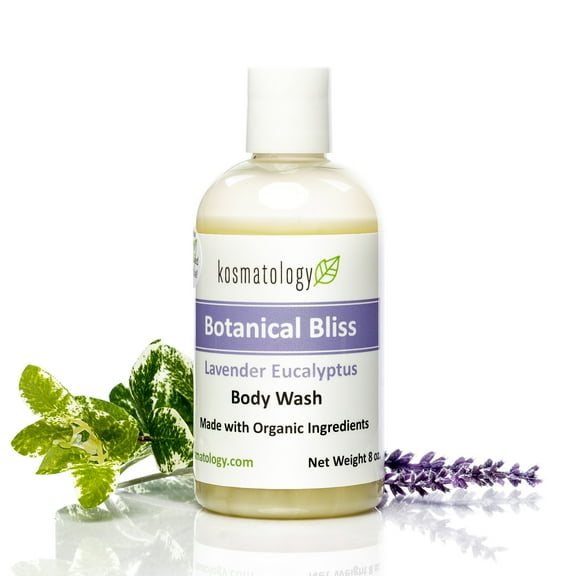 kosmatology® Botanical Bliss Organic Body Wash | Moisturizing Body Cleanse | Nourishing, Clean Ingredients, Infused with Lavender and Eucalyptus Essential Oils | 8 fl oz