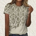 thumbnail image 2 of WCMZJ Summer Tops for Women 2025 Cute Floral Graphic Tee Shirt Dressy Round Neck Short Sleeve Tunic Pullover Petite Ladies Blouses Khaki L, 2 of 4