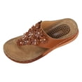 thumbnail image 6 of Rokment Women's Flower Orthopedic Flip Flops with Massage Sole Comfortable Arch Support Platform Wedge Walking Thong Sandals Boho Beach Casual Leather Dress Slip on Slides for Vacation Brown Size 6, 6 of 7