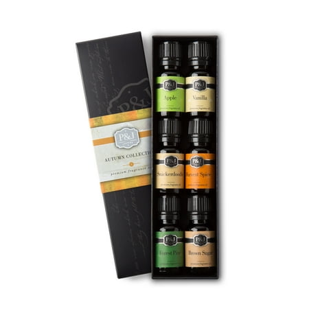 Pine Scent Oil Autumn Set of 6 Fragrance Oils - Premium Grade Scented Oil - 10ml - Brown Sugar, Apple, Harvest Spice, Vanilla, Forest Pine, Snickerdoodle ()