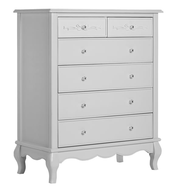 Drawer Tall Chest Akoya Grey Pearl, Tall Double Dresser White