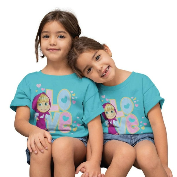 Playera Manga Corta Masha y El Oso Moda Nina azul 6 Blip Kids P4489A Walmart en linea