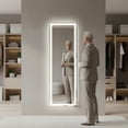 thumbnail image 6 of GVN 58*18" Frameless Rectangle Full-Length Mirror with LED Lights, Dimmable Standing Mirror for Bedroom, Living Room, Dorm, Gym, Black, 6 of 9