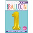 thumbnail image 2 of Unique Industries Foil Big Number 1 Shaped 34" Gold Solid Print 1st Birthday Balloon, 2 of 4