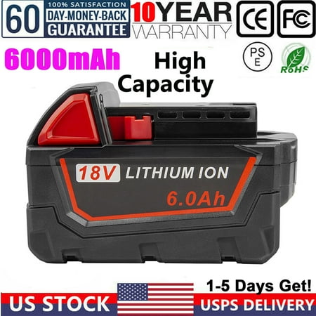 

ZGBY For Milwaukee 18 Volt Lithium 6.0Ah Extended Capacity Battery 48-11-1860 Led