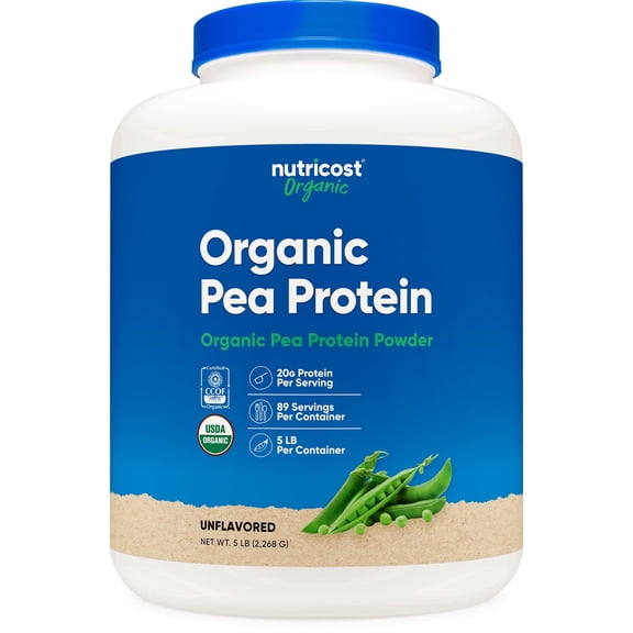Nutricost Organic Pea Protein Isolate Powder (5LBS) - Unflavored, Gluten Free, Non-GMO, Vegan