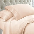 thumbnail image 2 of Udine 4 Piece California King Size Sheet Set with Crochet Lace The Urban Port, Pink, 2 of 2