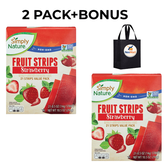 Simply Nature Organic Strawberry Fruit Strips, 2 Pack, 21 Count