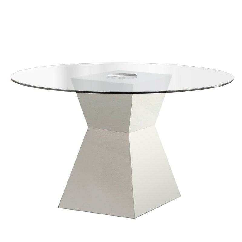 Furniture of America Dorazio Contemporary Round Glass Top Dining Table ...