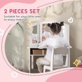thumbnail image 3 of Qaba 2 in 1 Kids Vanity Set Makeup Dressing Table Pretend Play Set with Tri-Folding Mirror, Stool, Storage Shelf, 3 of 7