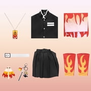 Forfamy Rengoku Kyoujurou Cosplay Costume Adult Anime Kimono Cosplay Outfit with Necklace for Halloween