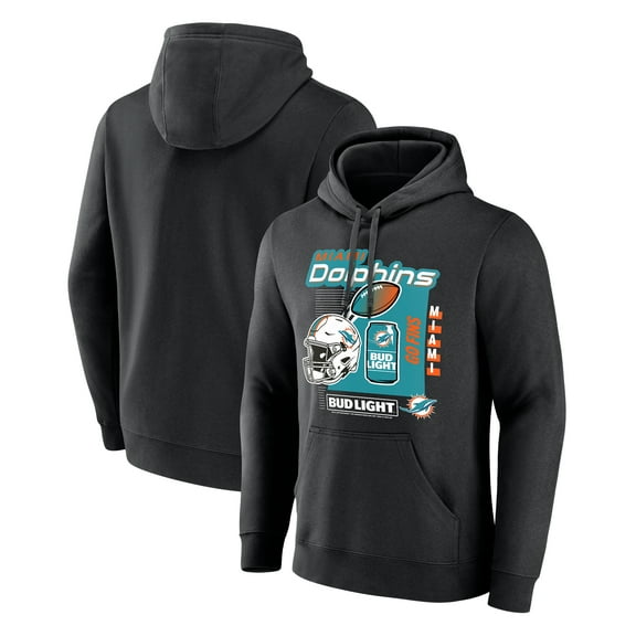 Men's Black Miami Dolphins Bud Light Pullover Hoodie