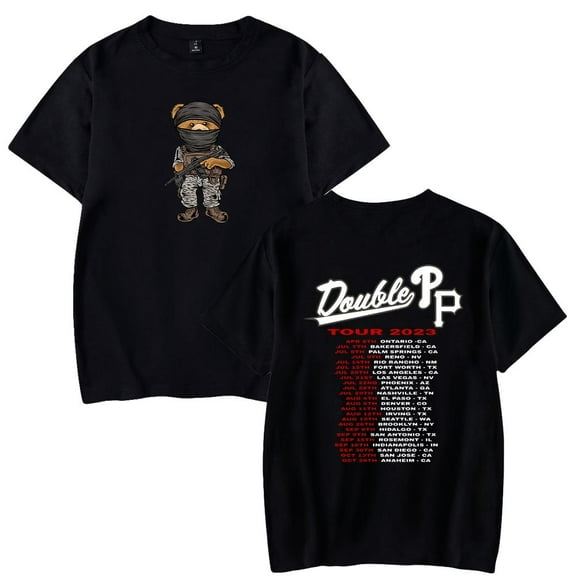 Peso Pluma Rapper HipHop Merch Double P T-shirt Women Men Summer Crewneck Short Sleeve Tee Streetwear