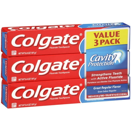 Colgate Fluoride Cavity Protection Tubes Toothpaste, 6.4 oz, 3 count