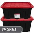 thumbnail image 6 of (Pack of 4) Hyper Tough 27 Gallon Large Storage Bin with Snap Lid, Black and Red, Heavy Duty Plastic Storage Container, 6 of 11