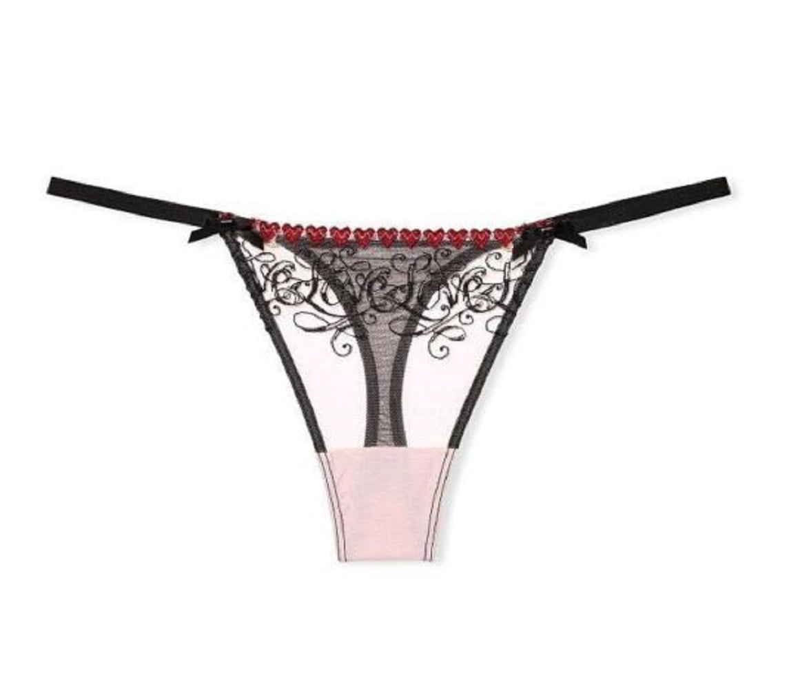 Victoria's Secret Very Sexy Heart Embroidered Mesh Lace Adjustable