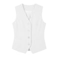 thumbnail image 4 of Favoffer Womens Sleeveless Vest V Neck Button Tank Solid Color Decor Pocket Loose Casual Summer Layering Lightweight Outdoor Summer Vacation, 4 of 5