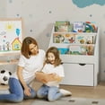 thumbnail image 2 of Qaba Kids Bookshelf with 3 Tier Display Shelves, Drawer for Nursery, White, 2 of 10