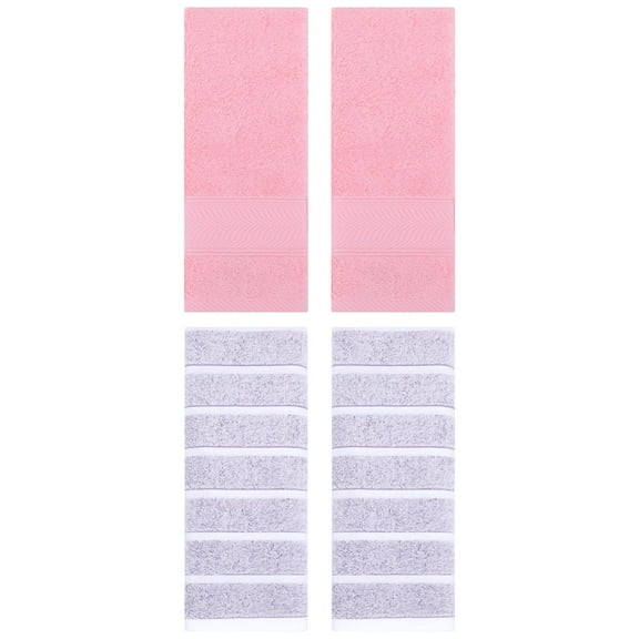 Unique Bargains 4 Pcs Cotton Hand Towel Light Purple/Pink 13" x 29"/14" x 30"