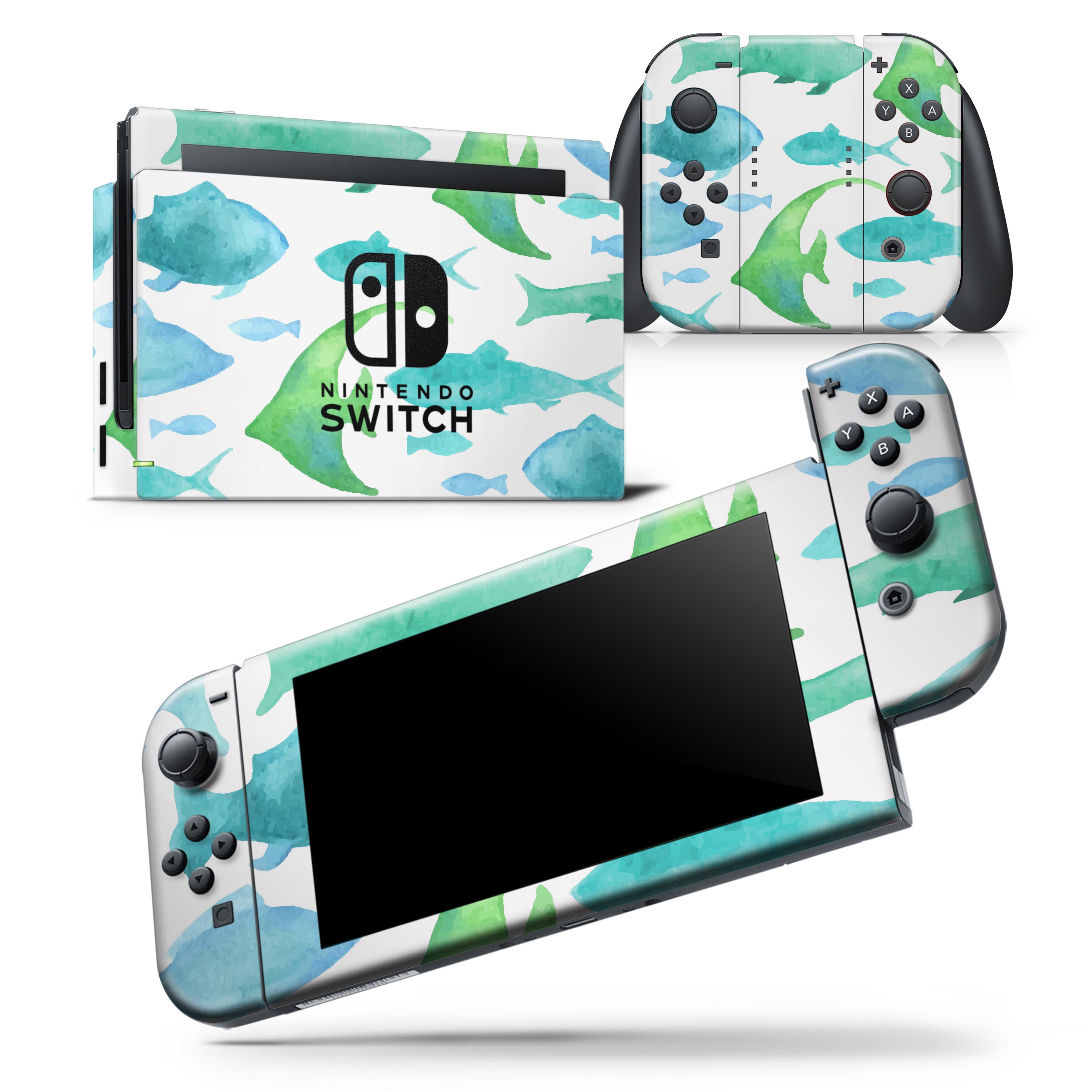 Vivid Blue Watercolor Sea Creatures Skin Wrap Decal Compatible With The Nintendo Switch Wii 06 Walmart Com Walmart Com