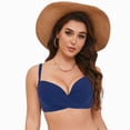 thumbnail image 4 of HCNTES Bikini Tops for Women Only Underwire Swim Top V Neck Adjustable Straps Bathing Suit Tops (Blue-A,XL), 4 of 10