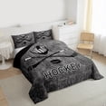 thumbnail image 3 of Homewish Ice Hockey Sport Full Size Comforter Sets,Boys Ball Gamer Bedding Comforter Set,Black Gray White Bedding Sets For Boys Kids,Microfiber Bedroom Decor Reversible,3 Pieces, 3 of 8