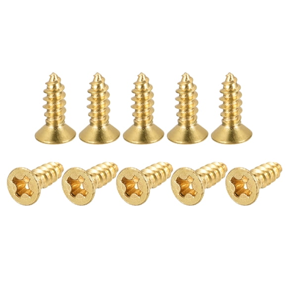 Tornillos de madera de latón Uxcell M3.5x12mm, con cabeza plana Phillips, conector autoperforante, paquete de 50