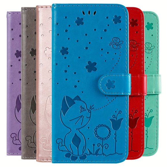 Tsimak Étui Portefeuille en Cuir pour iPhone 11 12 13 14 15 Pro Max TP Max XR X 13 Mini 6 6S 7 8 Plus SE 2 3, Étui à Rabat Résistant aux Rayures avec Fentes pour Cartes, Design de Chat Mignon