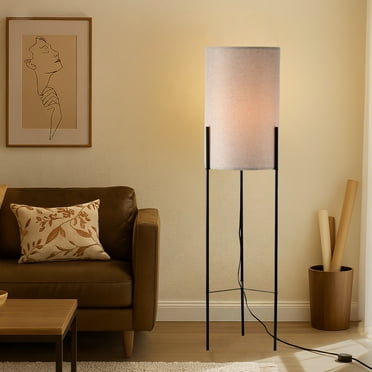 HomCom 48" Modern Free Standing Rectangle Floor Lamp With Linen Shade ...