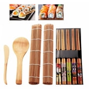 DIPVSLUNE Bamboo Sushi Making Kit Set Sushi Rolling Mats Chopsticks Rice Scoop Sushi Cutter Sushi Rolling Kit