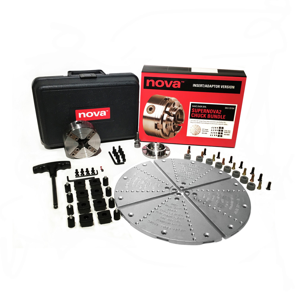 Nova23104T SN2 Bowl Turning Bundle (23055 Insert Chuck 6040, 6030, Case)
