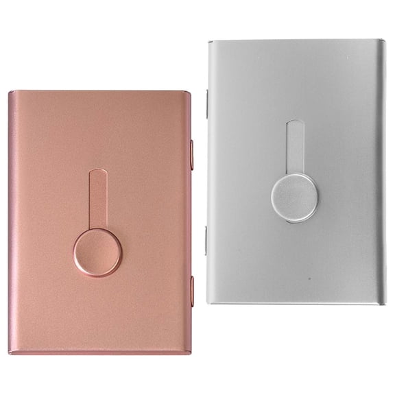 WHAMVOX 2Pcs Aluminum Alloy Business Card Holders with Automatic Card Dispensing for Conferences