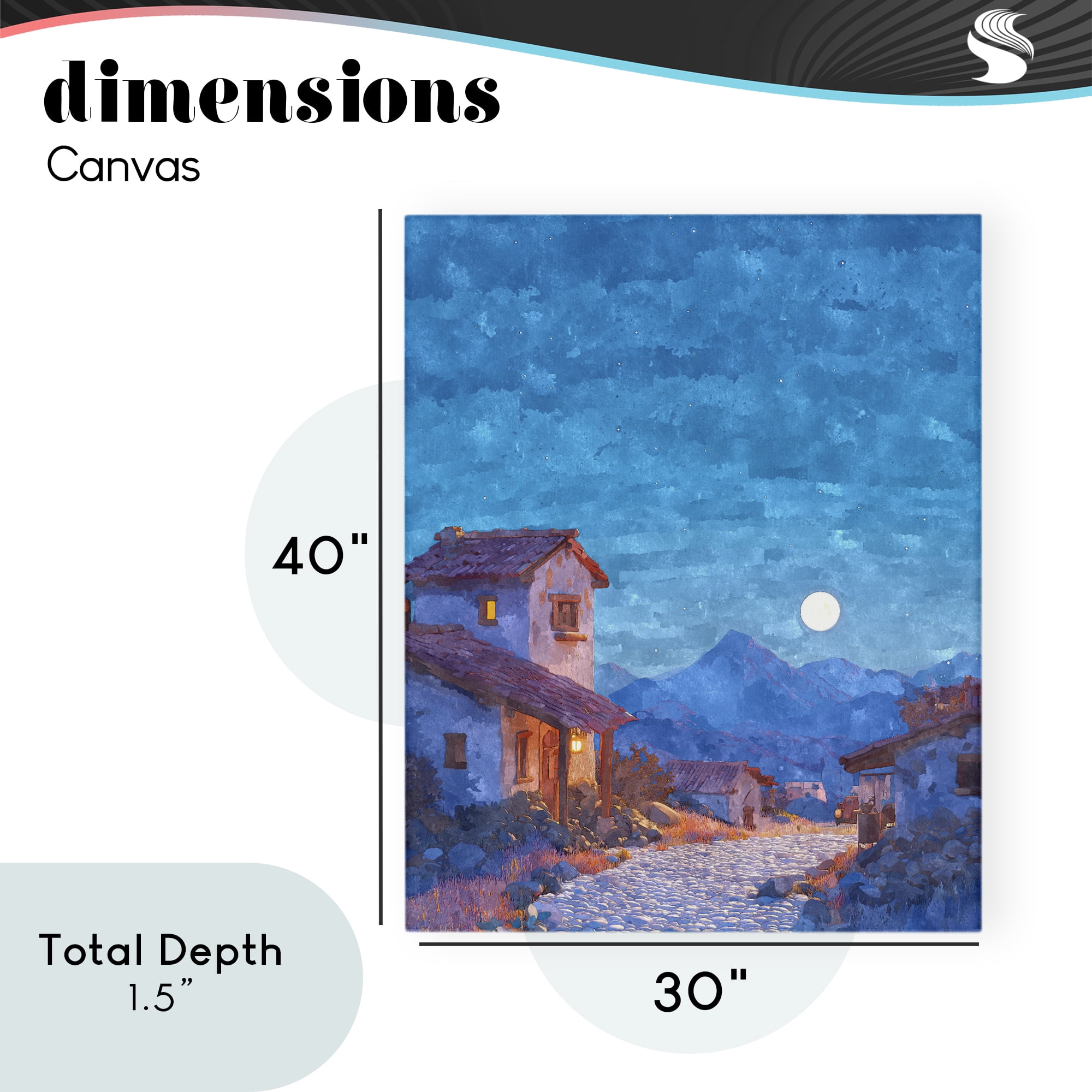 Moon over Quiet Town Canvas Wall Art, design by Ziwei Li