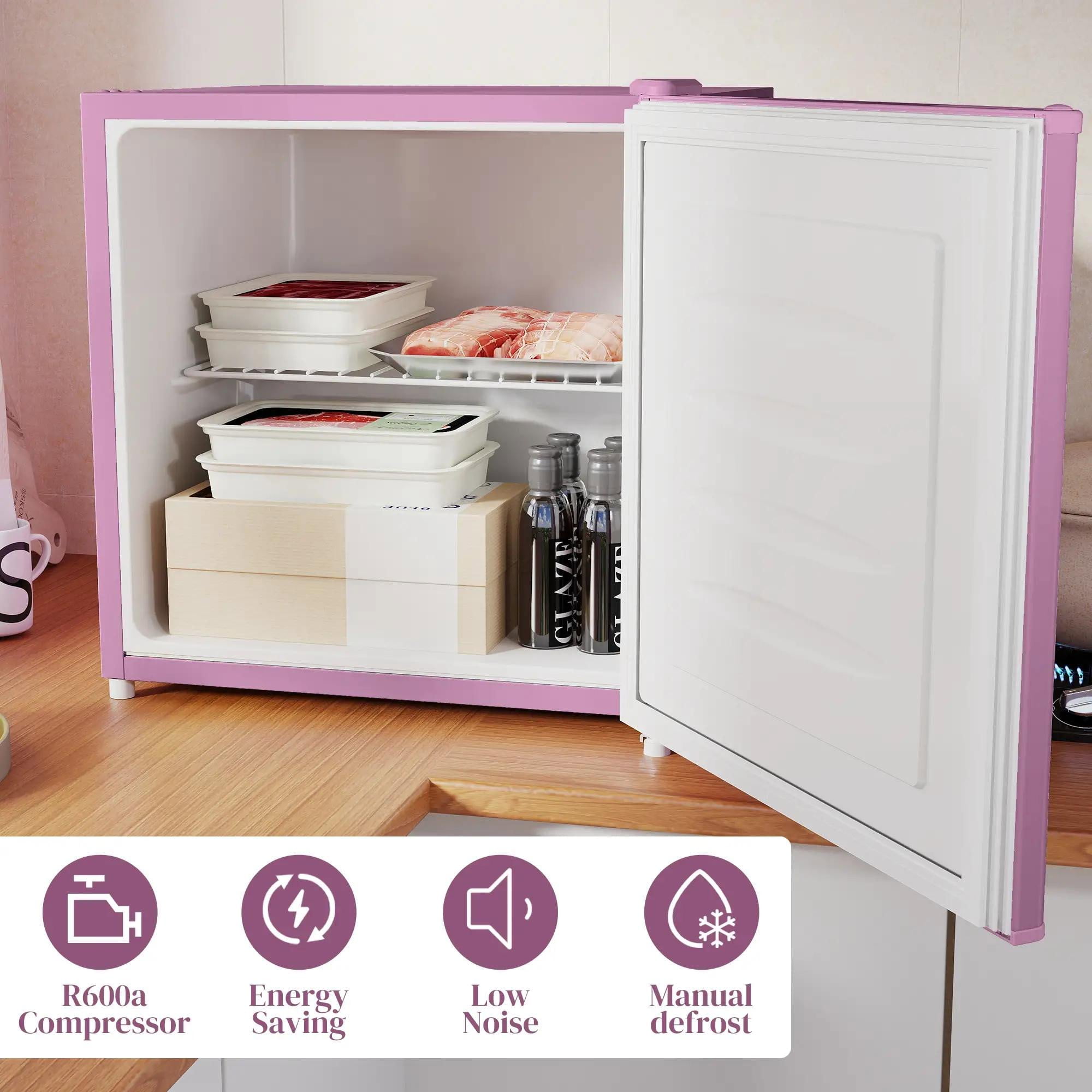 Resenkos 1.1 Cu.Ft Countertop Mini Freezer, Compact Upright Freezer with Removable Shelves, Pink