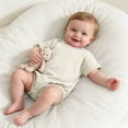 thumbnail image 5 of biudgviw Baby Boy Girl Onesie Romper Infant Plain Oversize T-Shirt Casual Round Neck Short Sleeve Bodysuit Cotton Summer Clothes(Beige,0-3 Months), 5 of 6